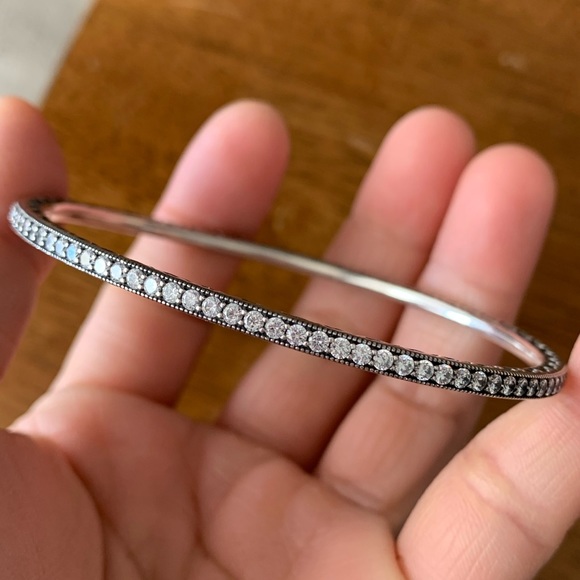 Rare Retired Pandora Twinkling Forever bangle bracelet Size 19 EUC - Picture 2 of 11